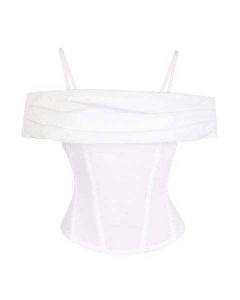 Poplin Off Shoulder Corset Top - Crisp White