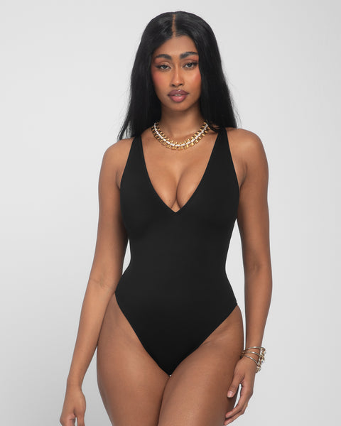 Mega Sculpting Brazilian Plungey Swimsuit - Black | TA3