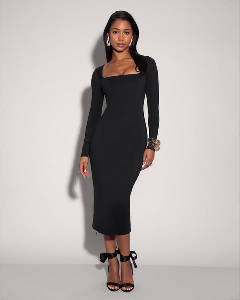 TA3 Squarey Long Sleeve Dress - Black - S - Shapewear Dress TA3 Squarey Long Sleeve Dress - Black - S - Shapewear Dress