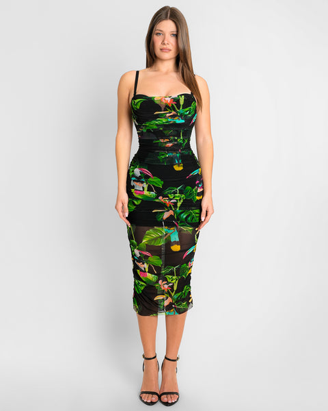 equipment tavine silk midi dress TA3 Sweetie Mesh Column Dress - Toucan - XS