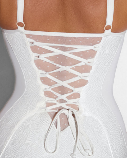 トップス THEREDTHREAD S lace trim suit ensemble B Bombshell Sculpting Push-Up One Piece Swimsuit - Lace White | TA3