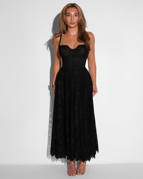 Bombshell Shapewear Midi Dress - Lace Black