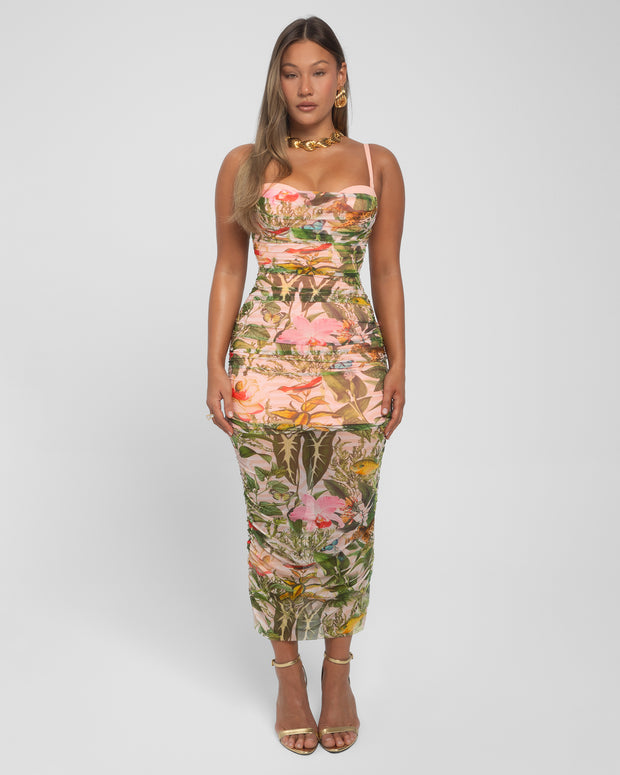 TA3 Sweetie Mesh Column Dress - Floral Ambrosia - XL - Shapewear Dress TA3 Sweetie Mesh Column Dress - Floral Ambrosia - XL - Shapewear Dress