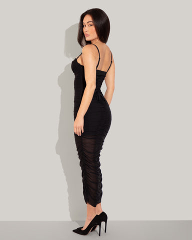 Sweetie Mesh Column Dress - Black