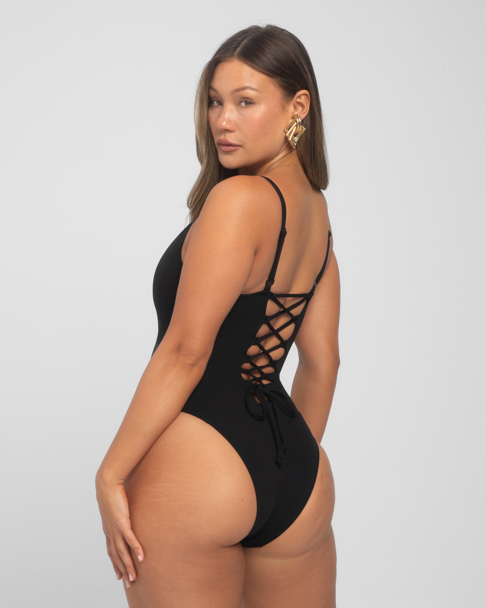 Mega Sculpting Brazilian Plungey Swimsuit - Black | TA3