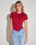 Short Sleeve Corsety Top - Ruby