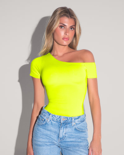 Shapey Short Sleeve Asymmy Top- Acid