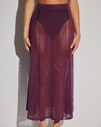 Stitchy Maxi Skirt - Aubergine