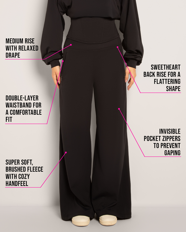 TA3 Cloudlined Wide Leg Pant - Soft Black
