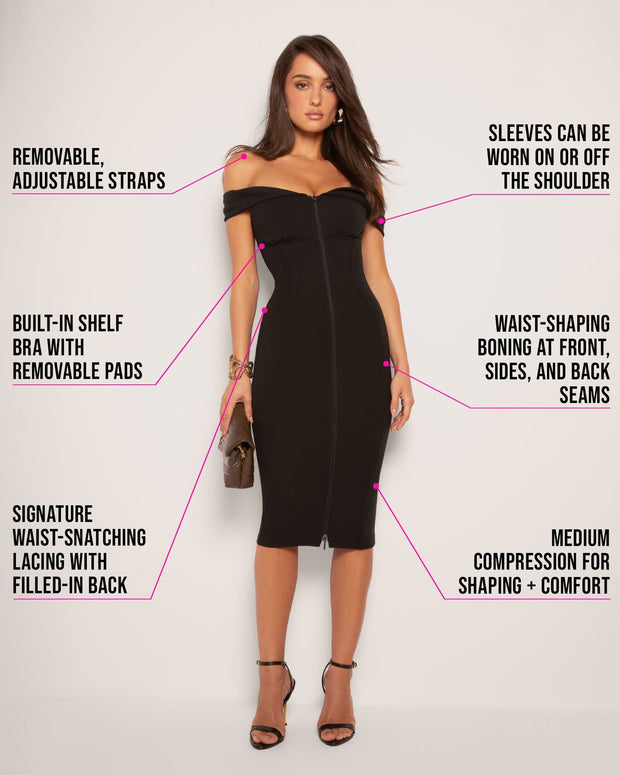 TA3 Corsety Off Shoulder Pencil Dress - Black - XXS - Shapewear Dress TA3 Corsety Off Shoulder Pencil Dress - Black - XXS - Shapewear Dress