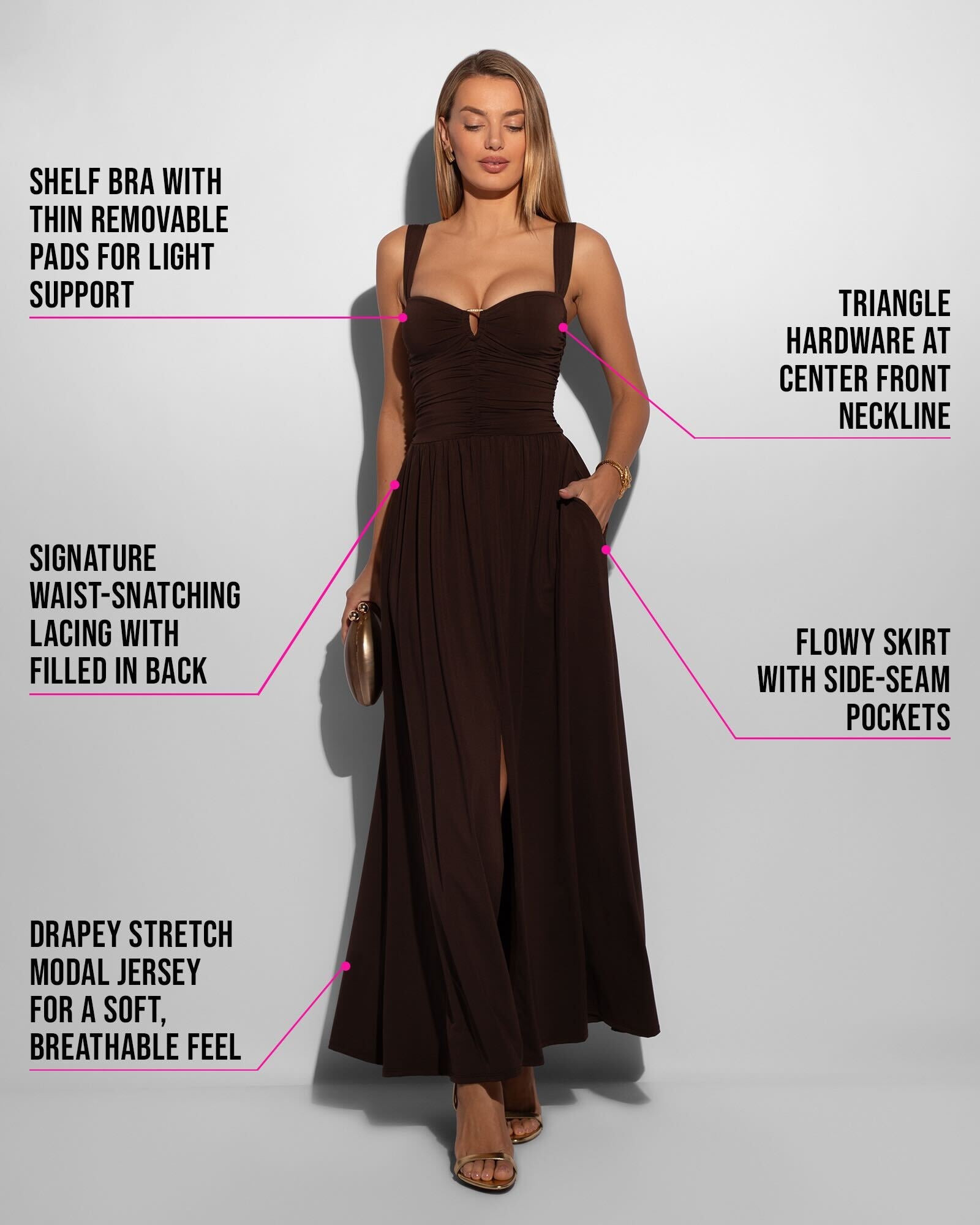 Goddessy Maxi Shapewear Dress - Espresso | TA3