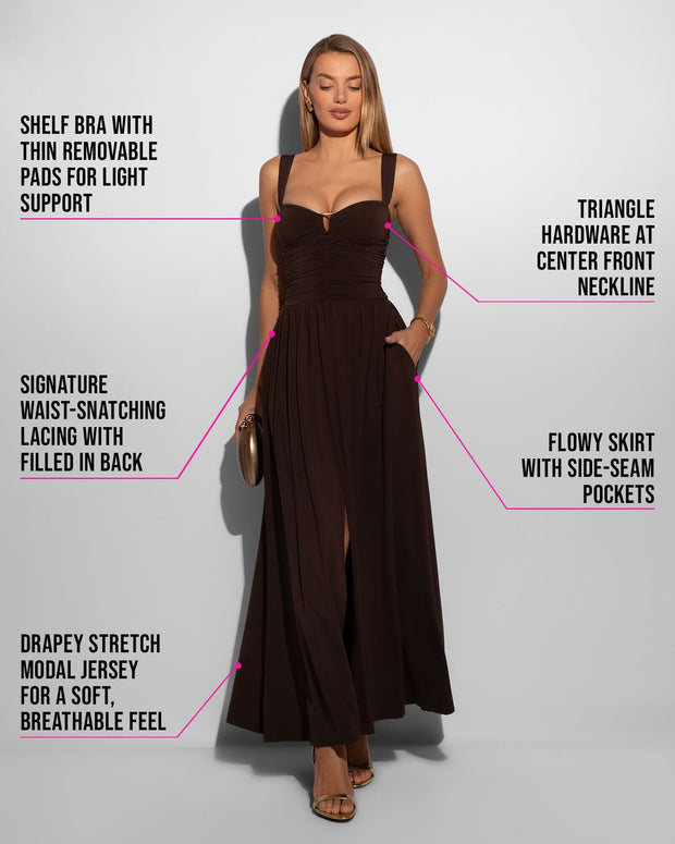 Goddessy Maxi Shapewear Dress - Espresso | TA3 Goddessy Maxi Shapewear Dress - Espresso | TA3