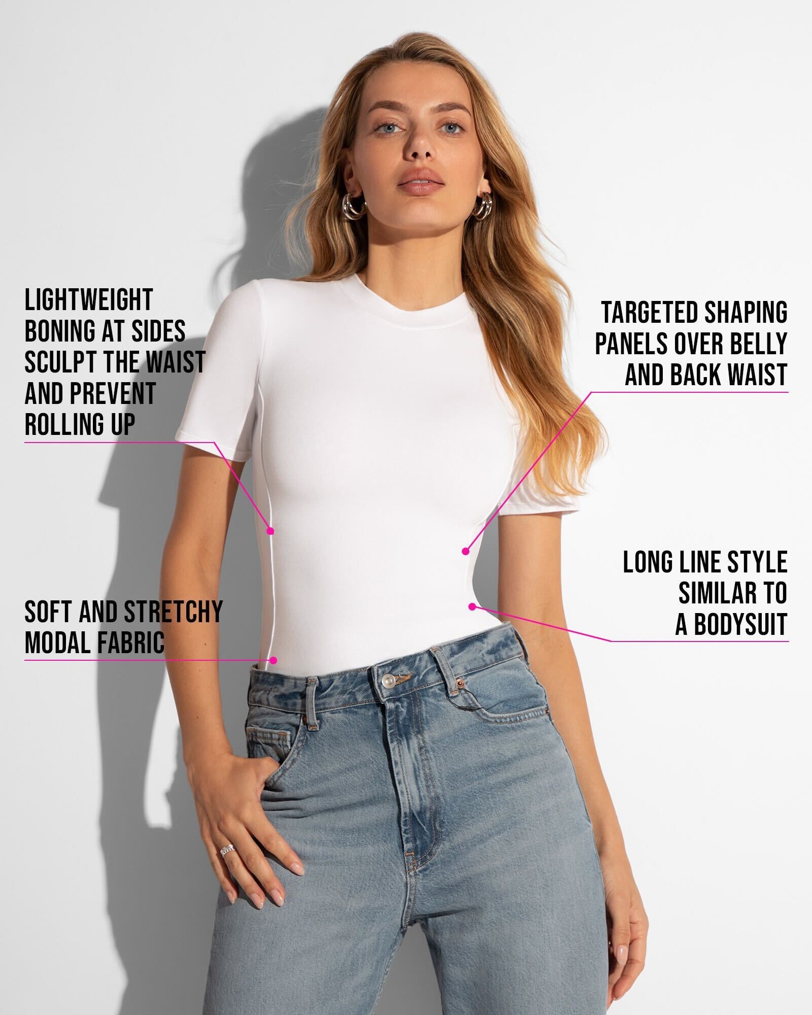 Sculpty Short Sleeve Shapewear Tee - White | TA3