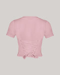 Short Sleeve Corsety Top - Dusty Rose