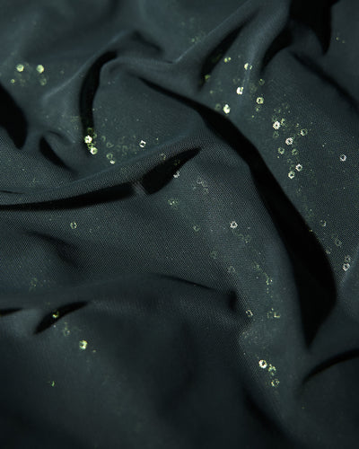 Close up fabric swatch of Sweetie Mesh Column Dress - Sequin Pine