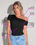 Shapey Short Sleeve One Shoulder Top - Black