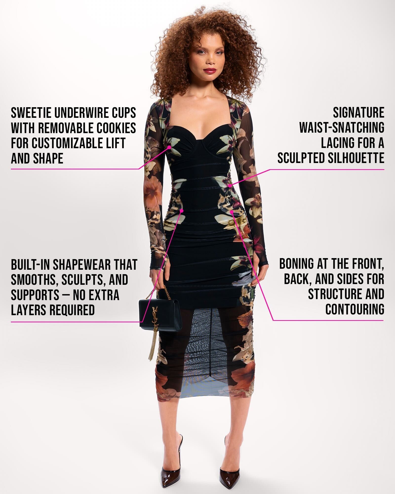 Sweetie Long Sleeve Midi Dress - Moody Floral | TA3