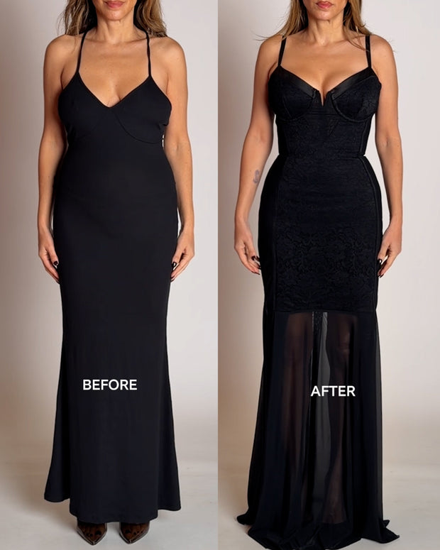 Vixen Seamed Flare Maxi Sleeveless Dress - Lace Black | TA3 Vixen Seamed Flare Maxi Sleeveless Dress - Lace Black | TA3