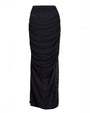Outline image showing Ruched Sheer Side Slit Maxi Skirty - Black