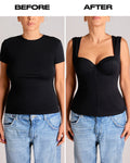before and after in Bombshell Sleeveless Sculpting Shapewear Top - Black