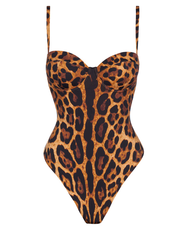 Outline image showing Brazilian Bombshell - Symmetric Leopard Shapewear Swimsuit