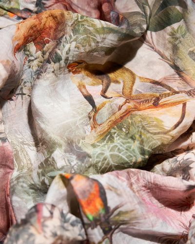 Flowy Pull On Wide Leg Pant - Soft Tropical fabric close up