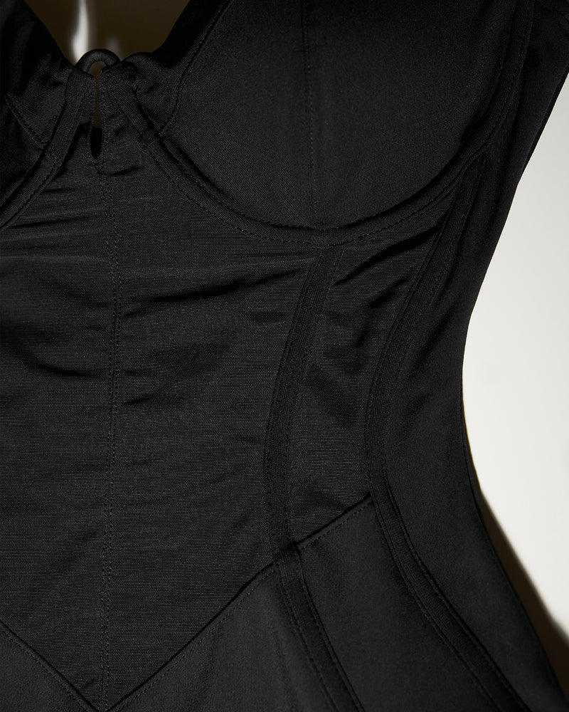 Close up fabric swatch of Corset Bodysuit - Black