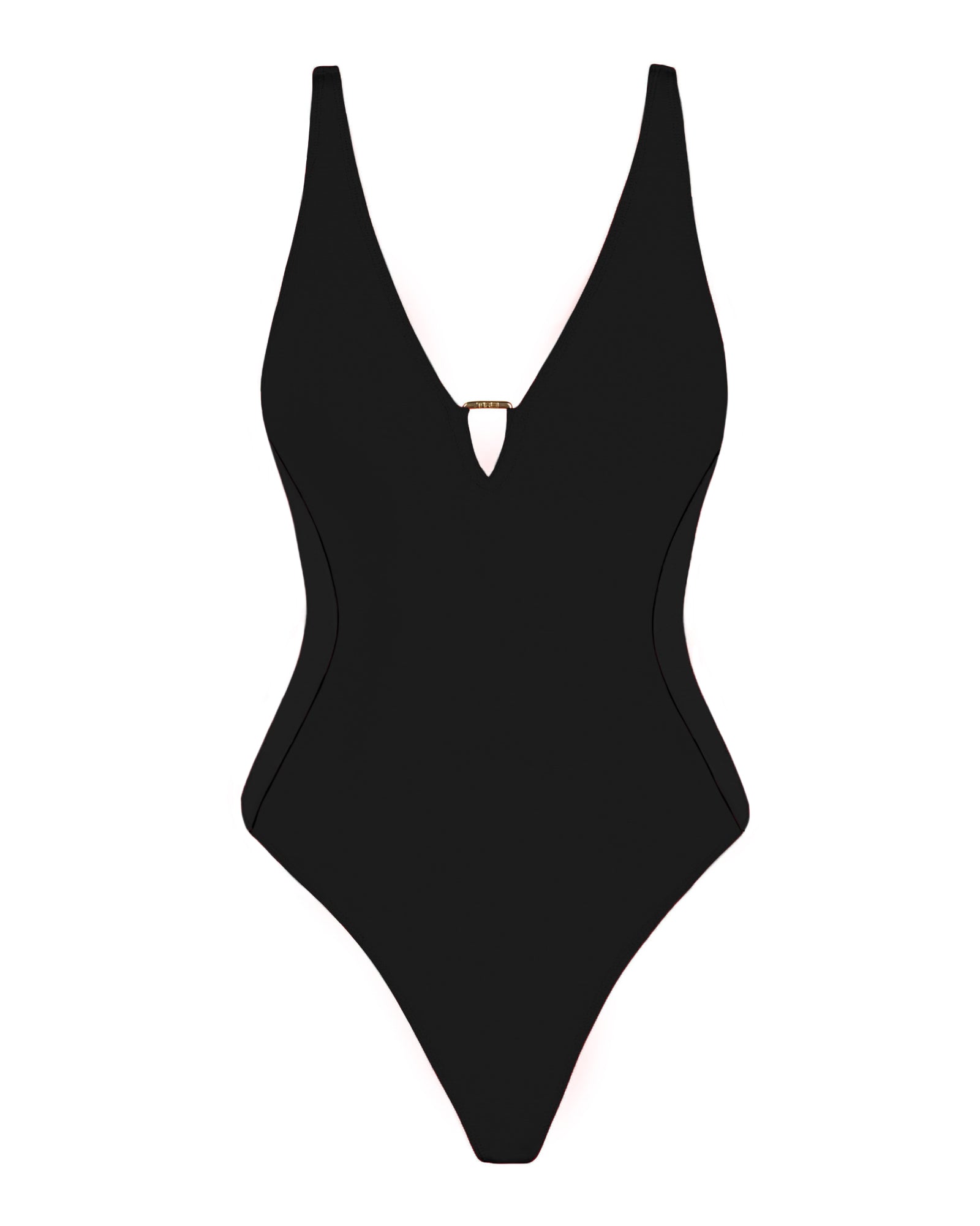 Hi Cut Plungey Triangle One Piece Shapewear Swimsuit - Black | TA3