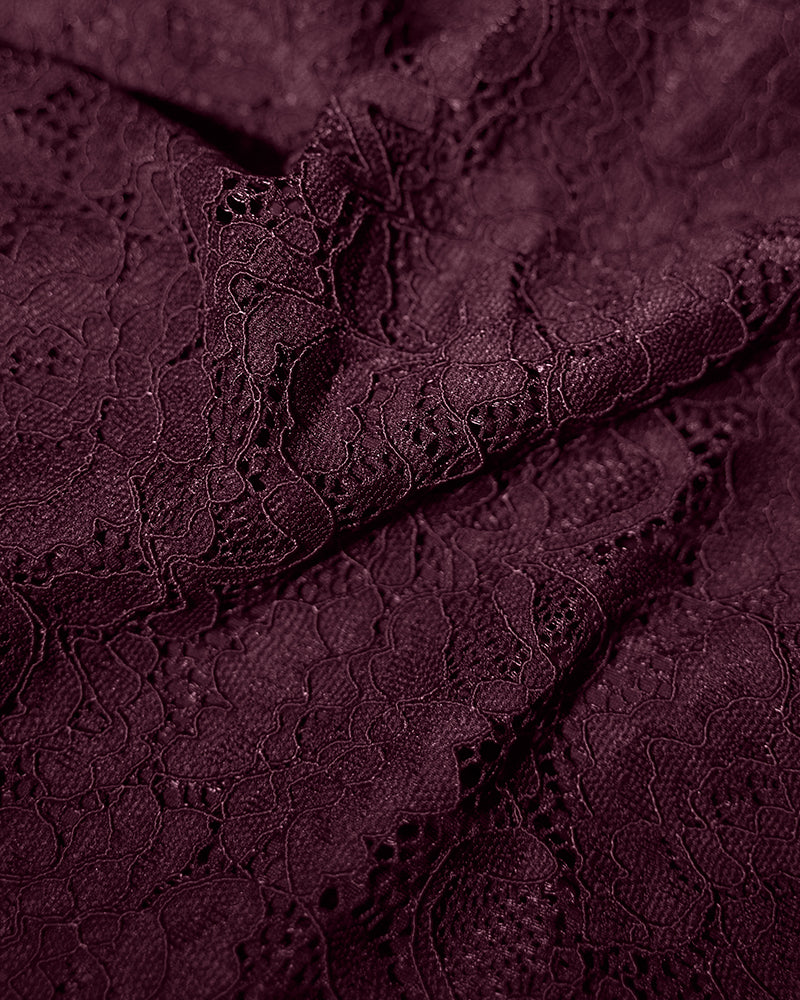 Sweetie Long Sleeve Sculpting Shapewear Top - Lace Garnet | TA3