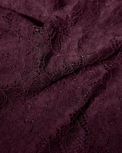 Close up fabric for Sweetie Long Sleeve Top - Lace Garnet
