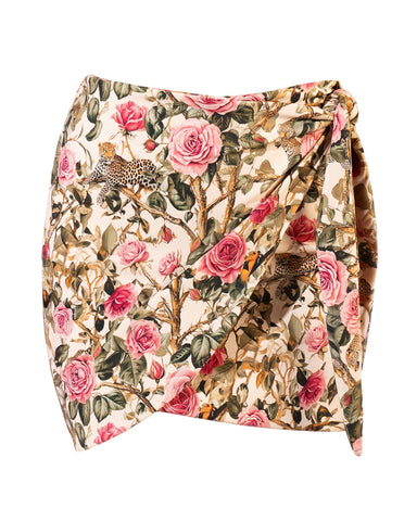 Back view of Mini Wrap Skirty - Pink Rose Leopard paired with Plungey Triangle