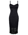 Outline image showing Seamed Lushy Pencil Midi Shapewear Dress - Lace Black