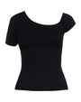 Outline image showing Shapey Short Sleeve One Shoulder Shapewear Top - Black