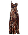 Outlined Image of Vixen Corset Front Slit Shapewear Maxi Dress - Pilates Cat Front View
