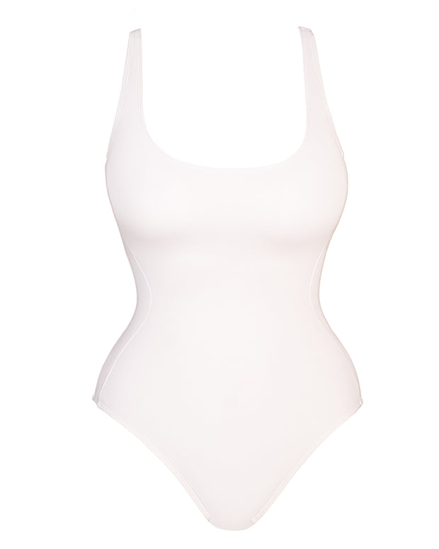 Outline image of Pammy Square Neck One Piece Shapewear Swimsuit - White