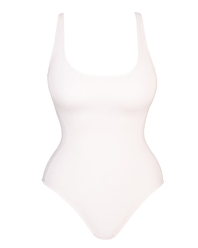 Outline image of Pammy Square Neck One Piece Shapewear Swimsuit - White