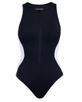Outline image showing Crewy Surfy Shapewear One Piece Swimsuit - Contour Black/White