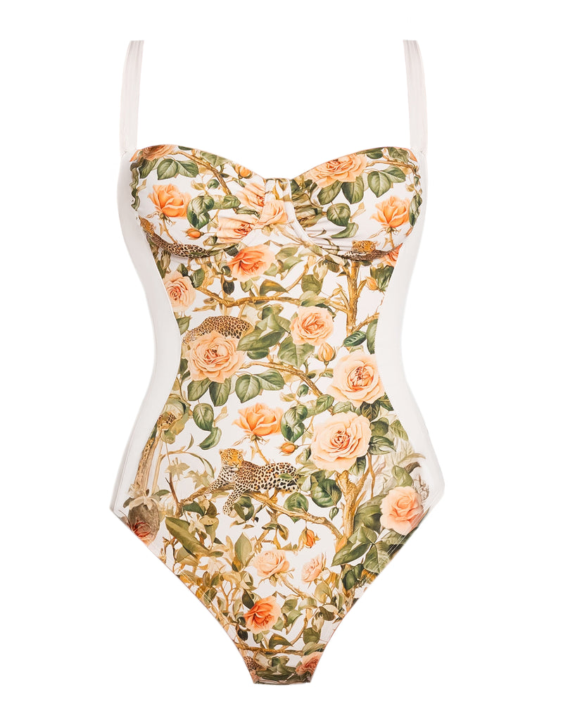 Outline image showing Sweetie Shapewear Swimsuit - Contour Rose Leopard/Peach Blush