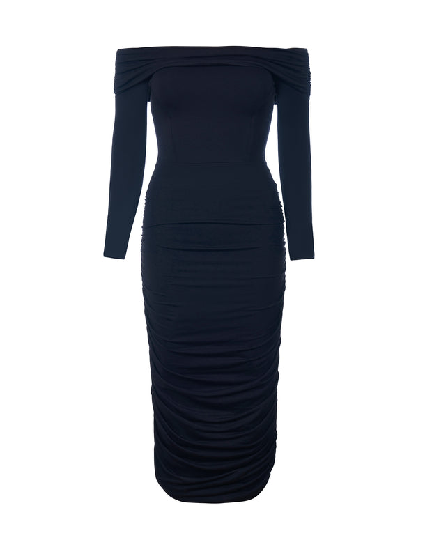 TA3 Shapey Off Shoulder Ruched Dress - Black - M - Shapewear Dress TA3 Shapey Off Shoulder Ruched Dress - Black - M - Shapewear Dress
