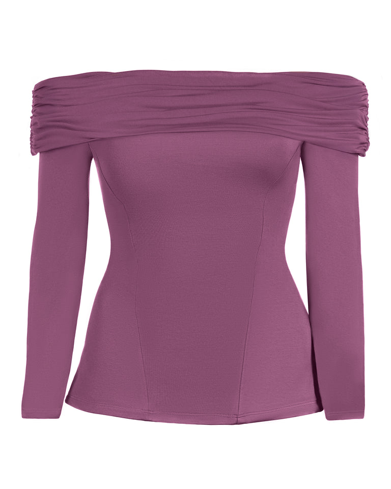 Shapey Off Shoulder Long Sleeve Top - Grape