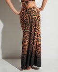 A-Line Maxi Skirty Pull On Swim Cover Up - Ombre Symmetric Leopard back view close up