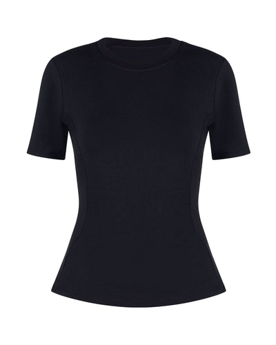 Outline image showing Sculpty Short Sleeve Shapewear Tee - Black