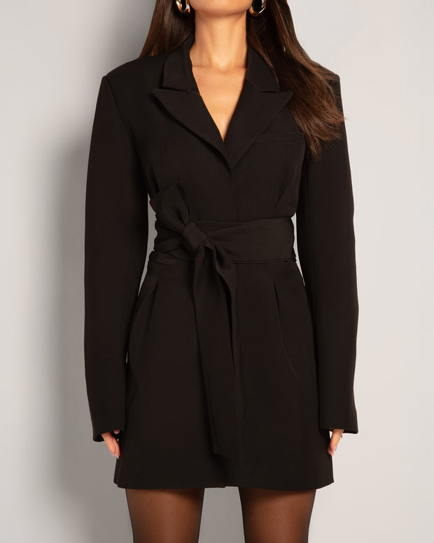 black coat for dress Structured Blazer Mini Dress - Black