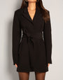 Model Wears Convertible Blazer Mini Dress - Black Front View