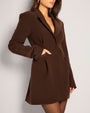 Model Wears Convertible Blazer Mini Dress - Espresso Side View
