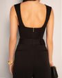 Model wears Belted Wide Leg High-Waist Ponte Pant - Black back view close up