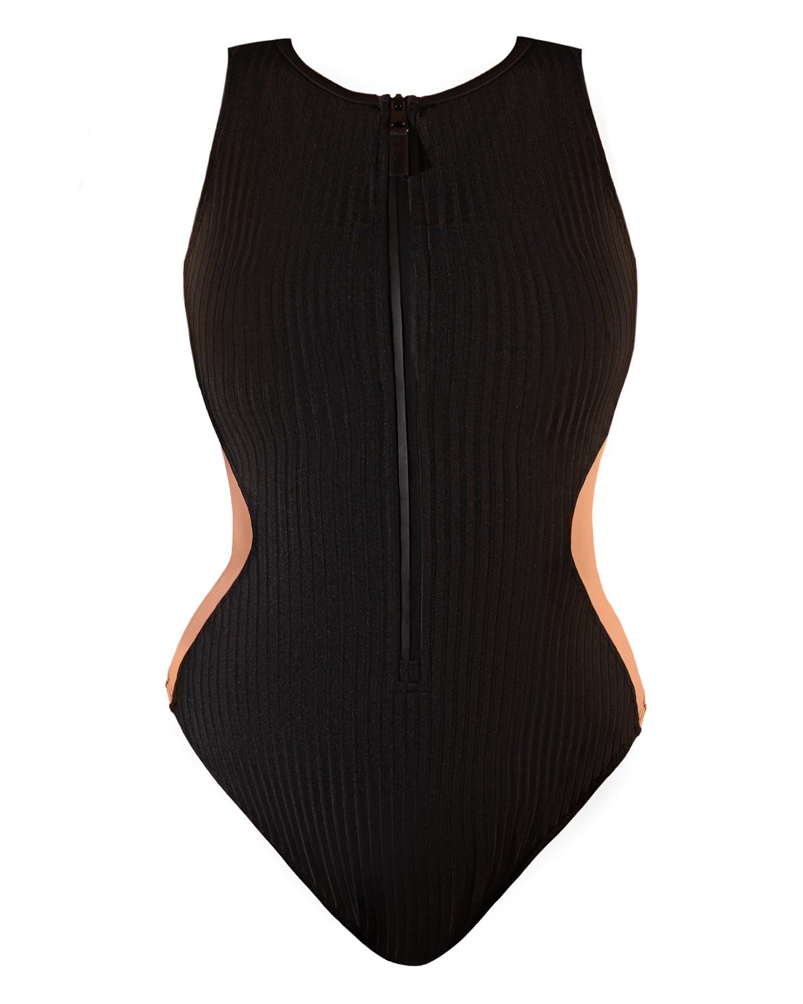 Crewy Shapewear Swimsuit - Contour Rib Black/Tawny | TA3 | TA3