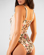Back view of Brazilian Lifty - Contour Rose Leopard/Pinky Oat on model