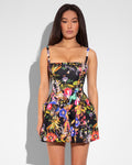Model Wears Squarey Convertible Bubble Shapewear Mini Dress - Forest Dream Front View