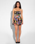 Model Wears Squarey Convertible Bubble Shapewear Mini Dress - Forest Dream Full Front View